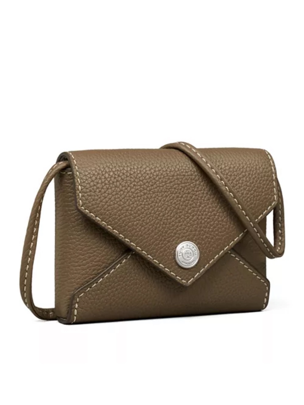 Tory Burch leather crossbody card case Lanyard Wild mushroom NEW